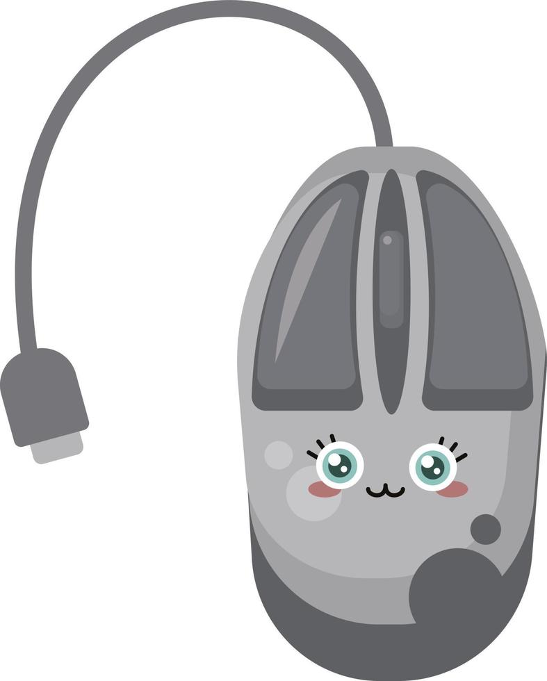 Souris d'ordinateur mignon, illustration, vecteur sur fond blanc.