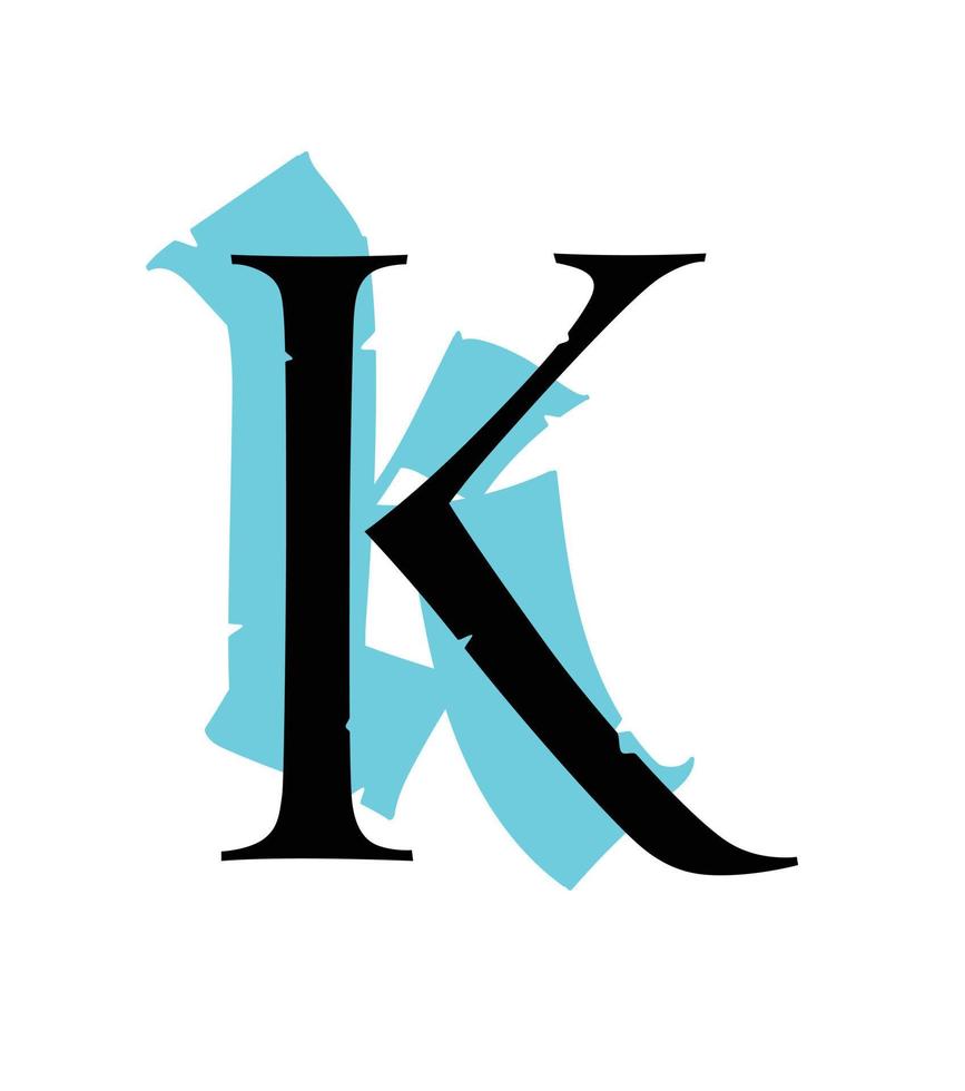 lettre k, dans le style gothique. vecteur. alphabet. le symbole est isolé sur un fond blanc. calligraphie et lettrage. lettre latine médiévale. logo pour l'entreprise. monogramme. vecteur