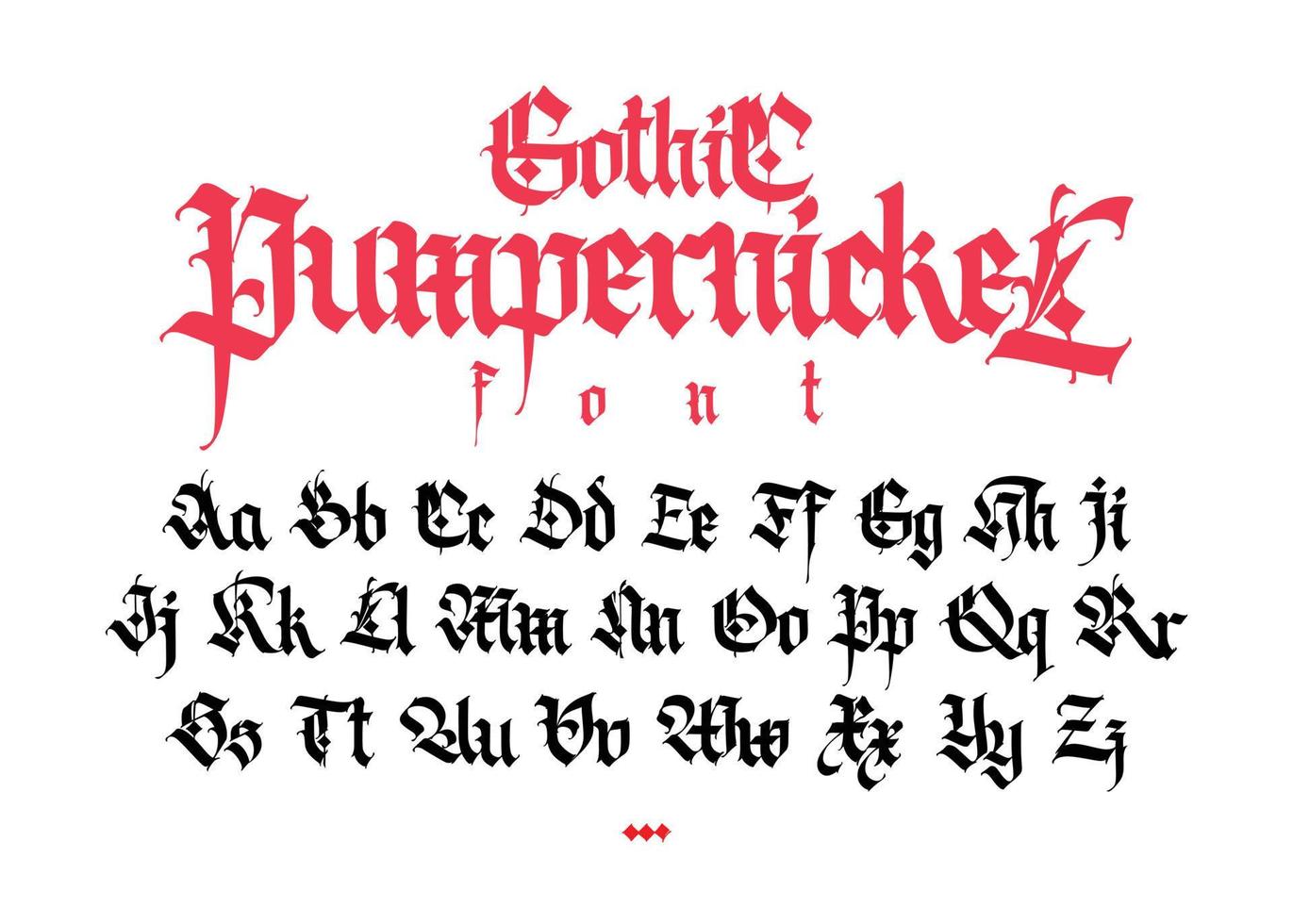 gothique, afficher l'alphabet anglais. vecteur. lettres latines médiévales. signes et symboles pour le monogramme. vieux style européen. calligraphie et lettrage. lettres majuscules et minuscules. vecteur