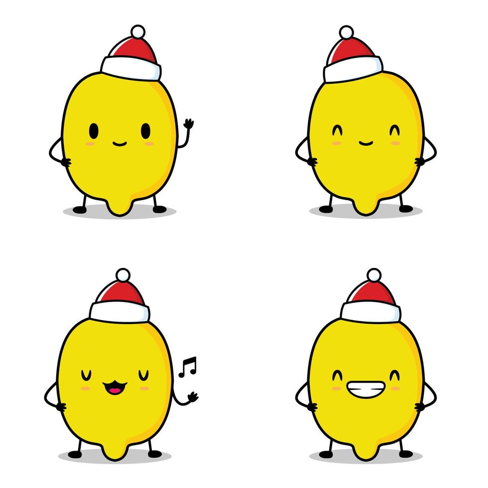 illustration vectorielle de l'autocollant emoji citron kawaii vecteur