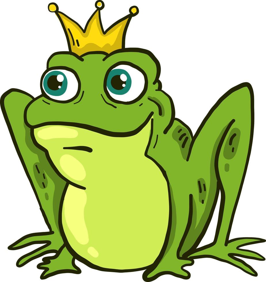 grenouille avec une couronne, illustration, vecteur sur fond blanc.