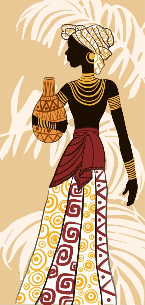 belle femme noire.femme africaine. illustration vectorielle à la mode vecteur