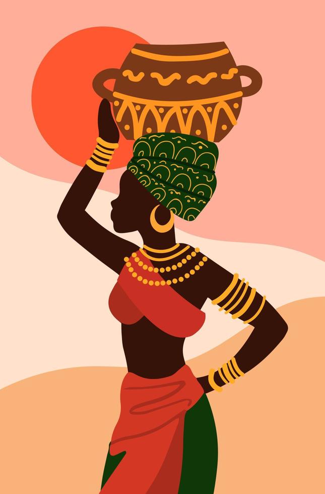 origine ethnique avec femme africaine, affiche vectorielle vecteur