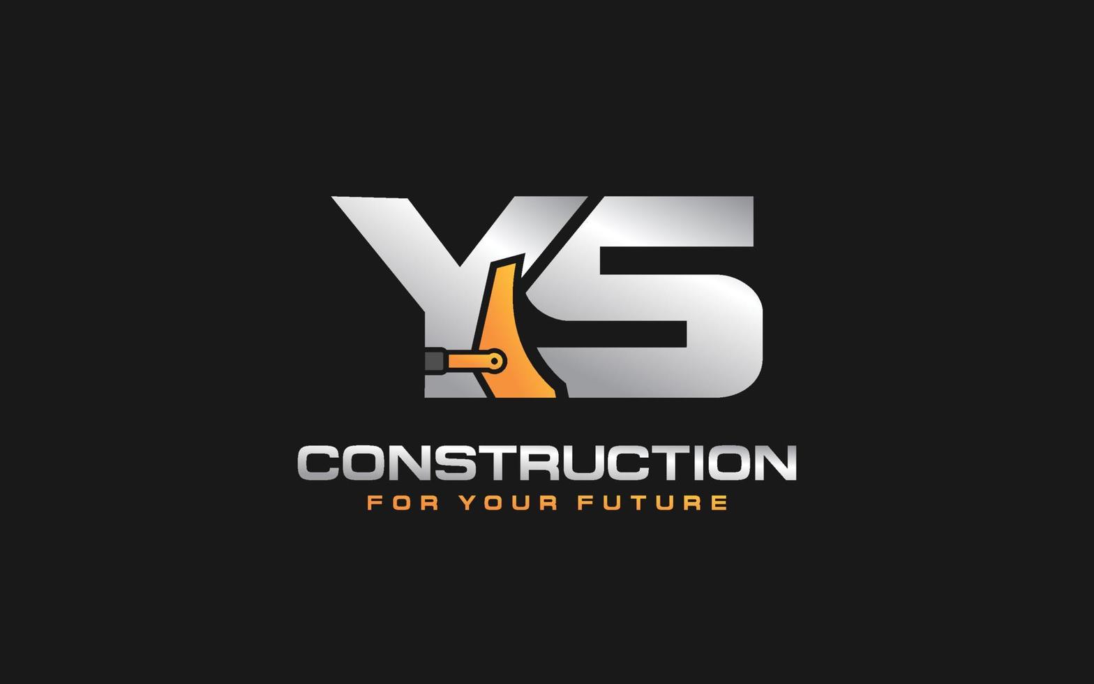 excavatrice logo ys pour entreprise de construction. illustration vectorielle de modèle d'équipement lourd pour votre marque. vecteur