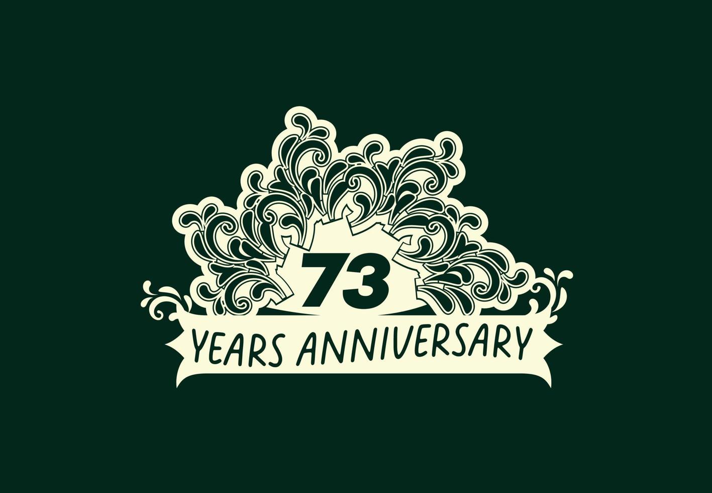 Modèle de conception de logo et d'autocollant d'anniversaire de 73 ans vecteur