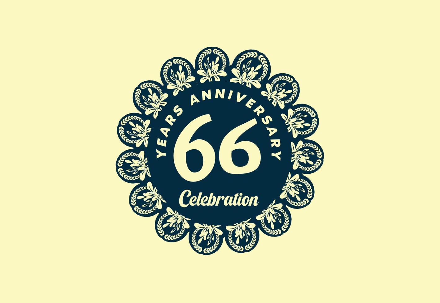 Modèle de conception de logo et d'autocollant d'anniversaire de 66 ans vecteur