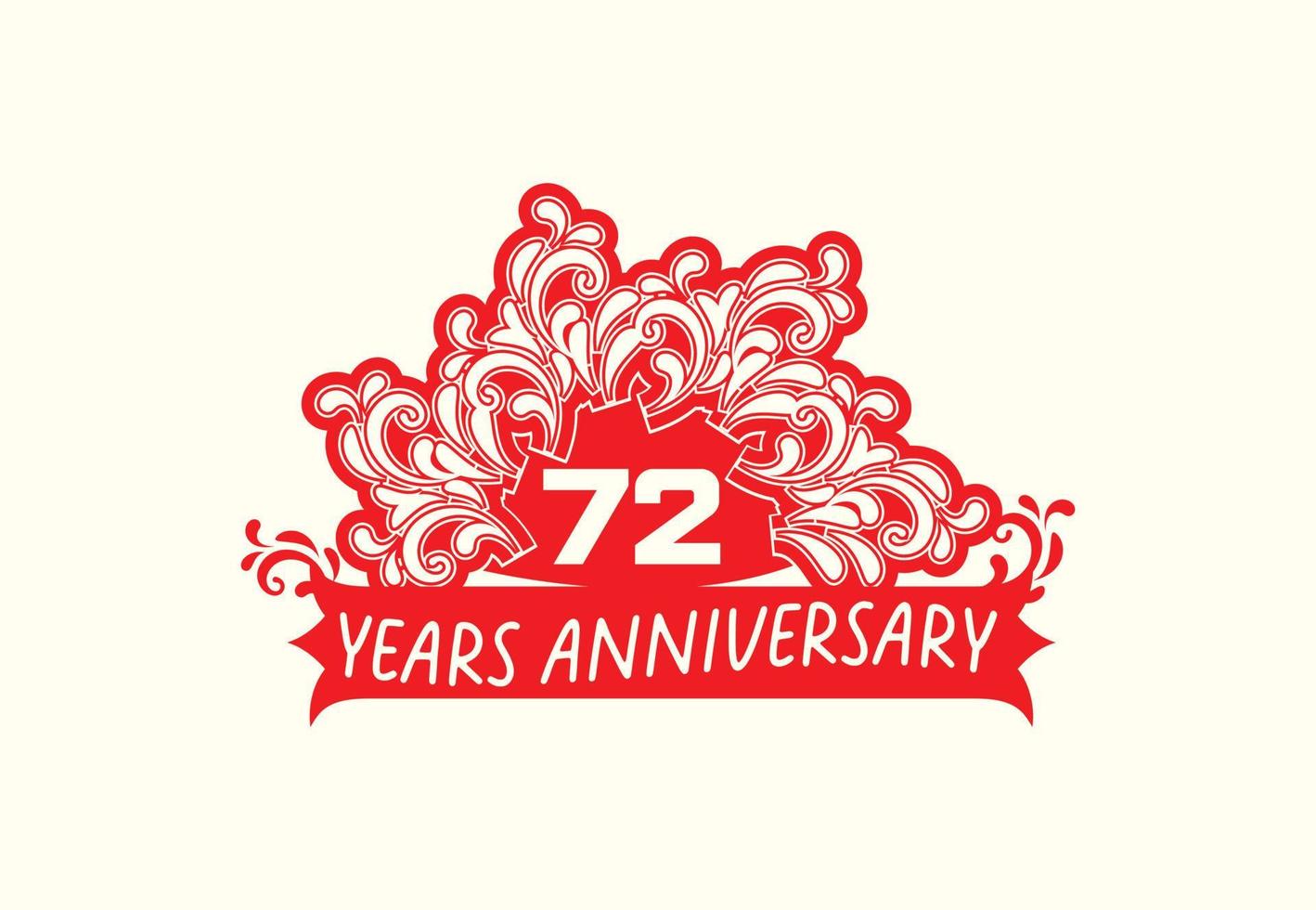 Modèle de conception de logo et d'autocollant d'anniversaire de 72 ans vecteur