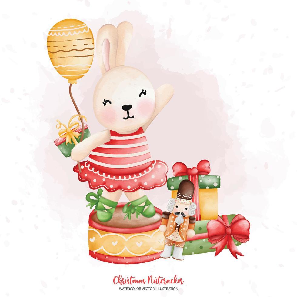 cirque de lapin mignon aquarelle, cirque animalier, casse noisette de noël vecteur