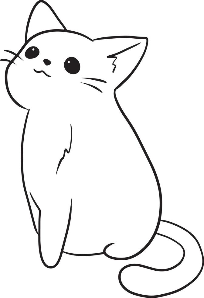 chat dessin animé griffonnage kawaii anime coloriage mignonne illustration dessin clipart personnage chibi manga des bandes dessinées vecteur