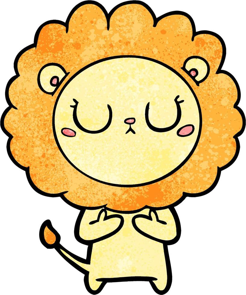 lion mignon de dessin animé de texture grunge rétro vecteur