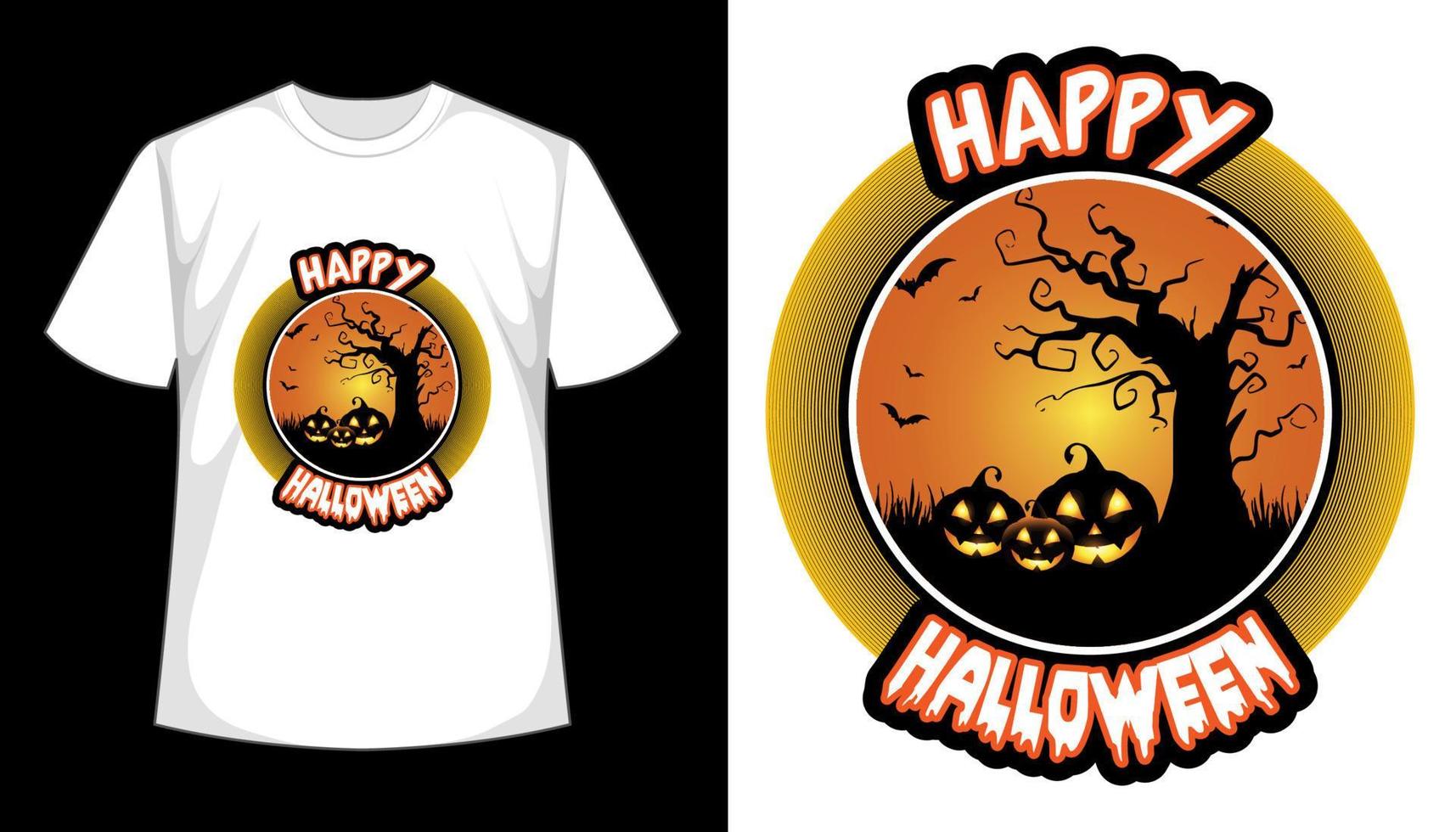conception de t-shirt joyeux halloween nuit noire. illustration vectorielle vecteur