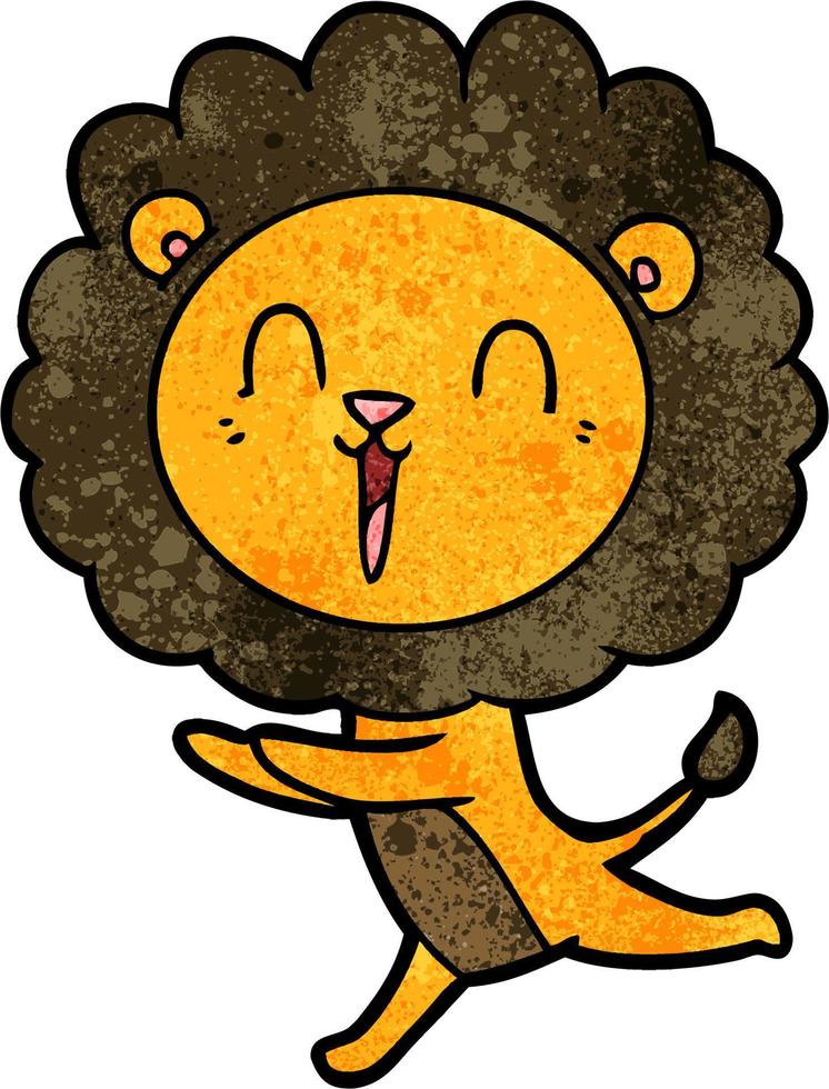 lion de dessin animé de texture grunge rétro rire vecteur