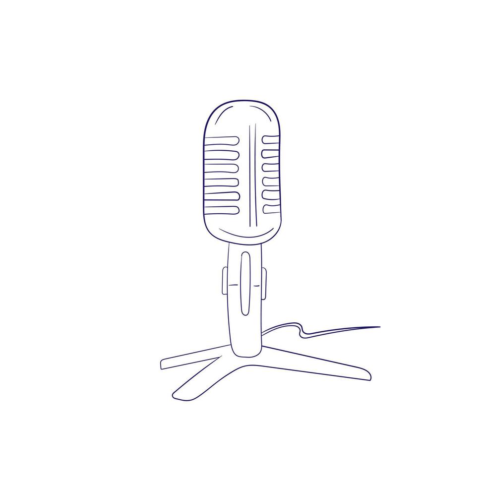 podcast. microphone rétro isolé sur fond blanc. élément de conception pour emblème, signe. illustration vectorielle. icône dessinée à la main pour le livre de coloriage vecteur