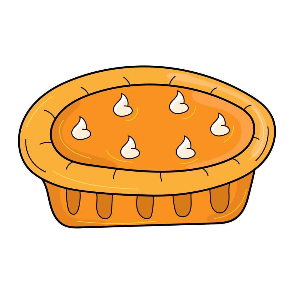 tarte à la citrouille traditionnelle américaine maison et crème fouettée, illustration vectorielle isolée sur fond blanc vecteur