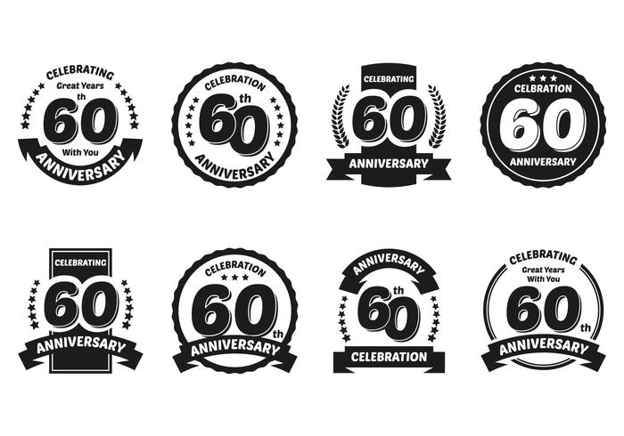 60ème badges vecteur