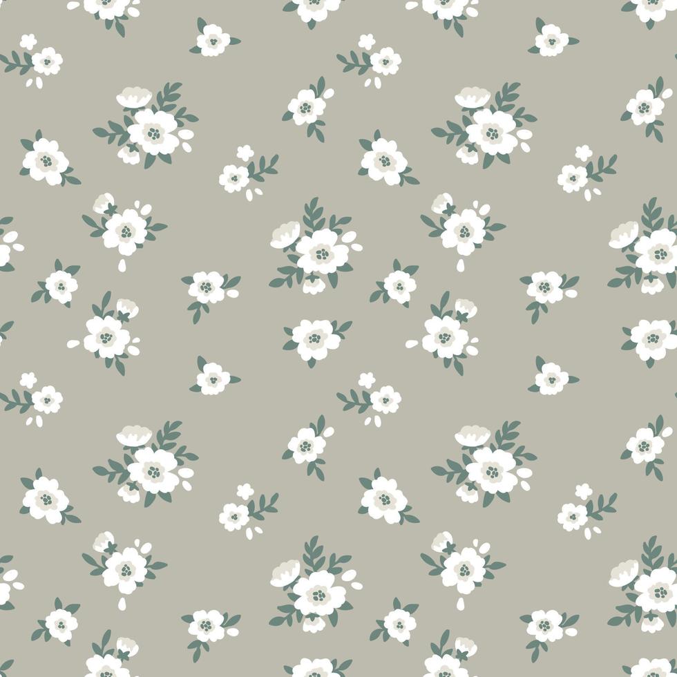 fond de vecteur floral vintage. motif floral sans couture avec fleurs blanches et feuilles. texture créative pour les imprimés de tissus, de textiles, de design et de mode.