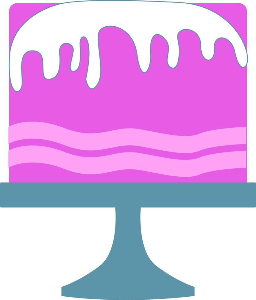 savoureux gâteau rose, illustration, vecteur sur fond blanc.