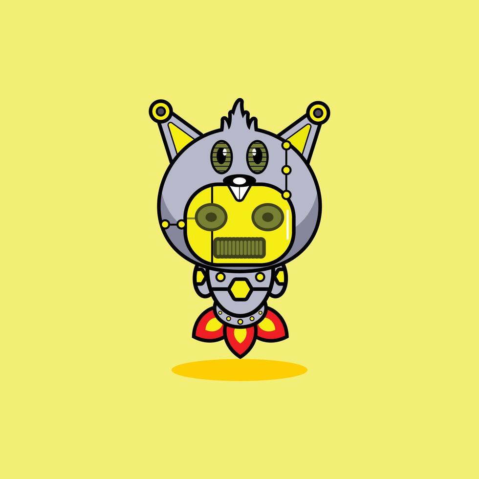 vecteur, illustration, de, dessin animé, caractère, mascotte, déguisement, animal, fusée, mignon, robot, castor vecteur