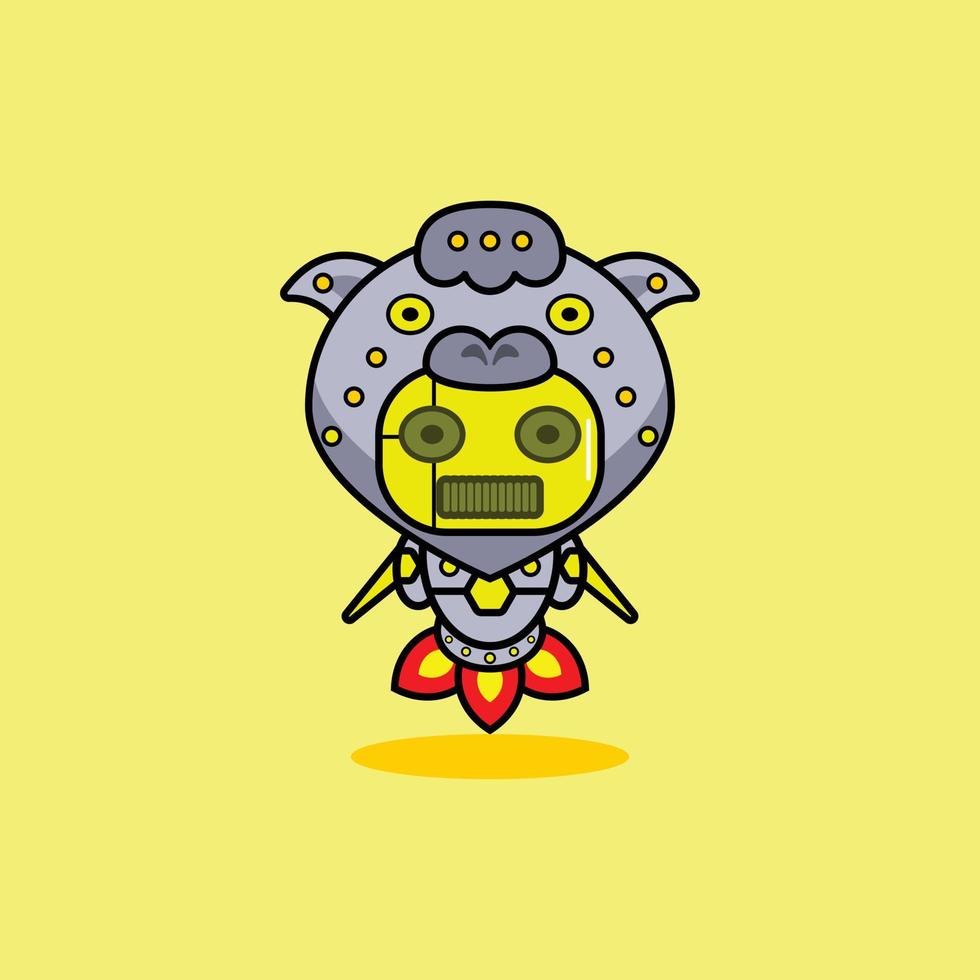 vecteur, illustration, de, dessin animé, caractère, mascotte, déguisement, animal, fusée, mignon, robot, chameau vecteur