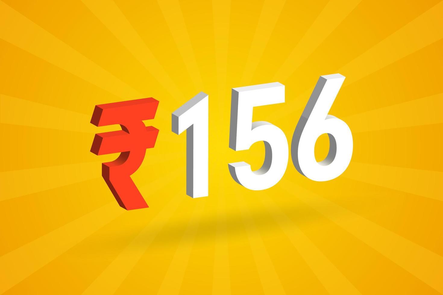 156 roupies symbole 3d image vectorielle de texte en gras. 3d illustration vectorielle de signe de monnaie roupie indienne 156 vecteur