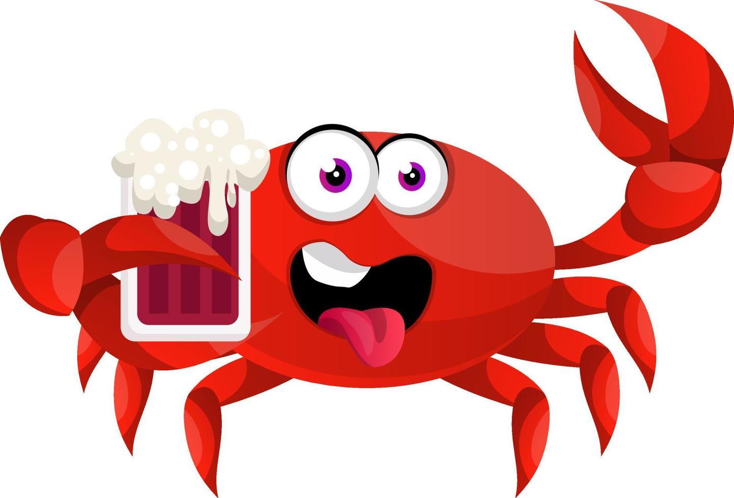 crabe avec de la bière, illustration, vecteur sur fond blanc.
