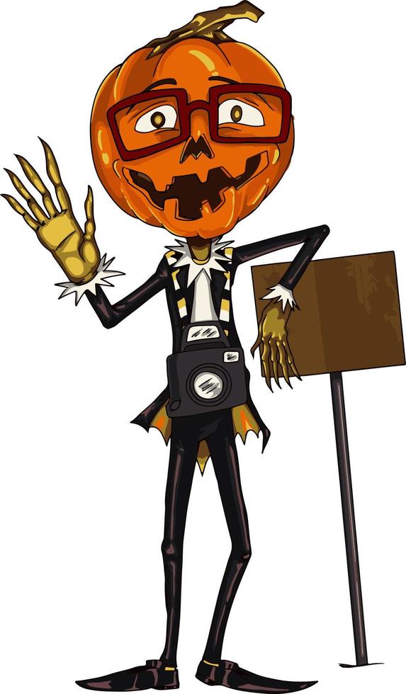 Un diable dans la tête d'halloween avec des ongles pointus, illustration, vecteur sur fond blanc.