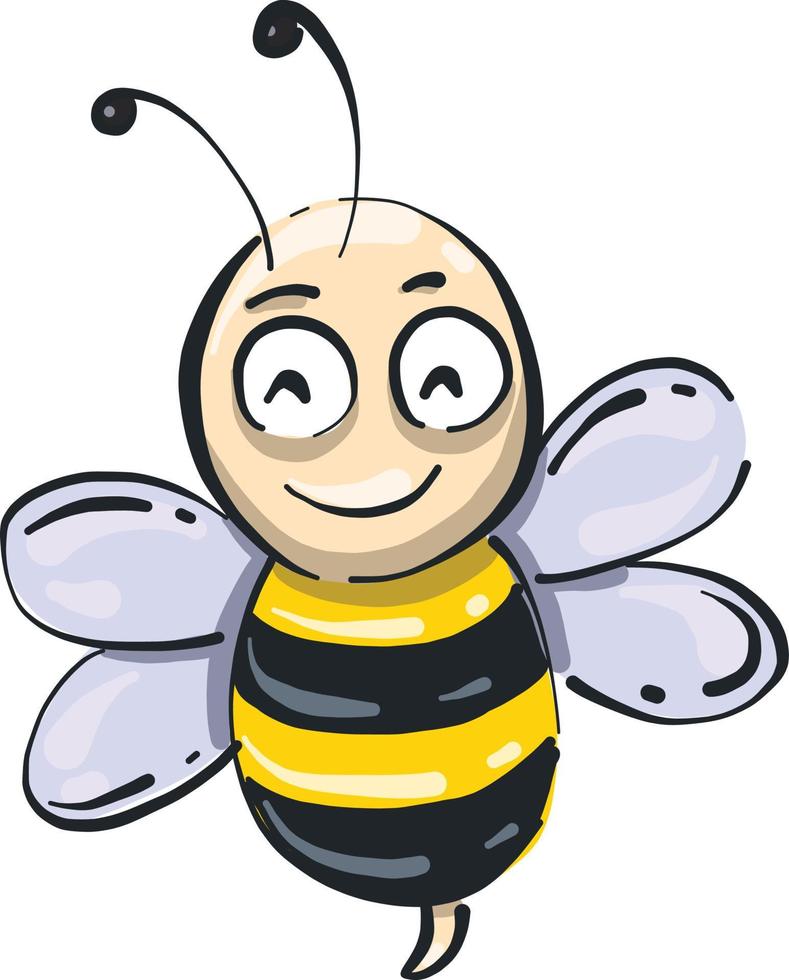 abeille souriante, illustration, vecteur sur fond blanc.