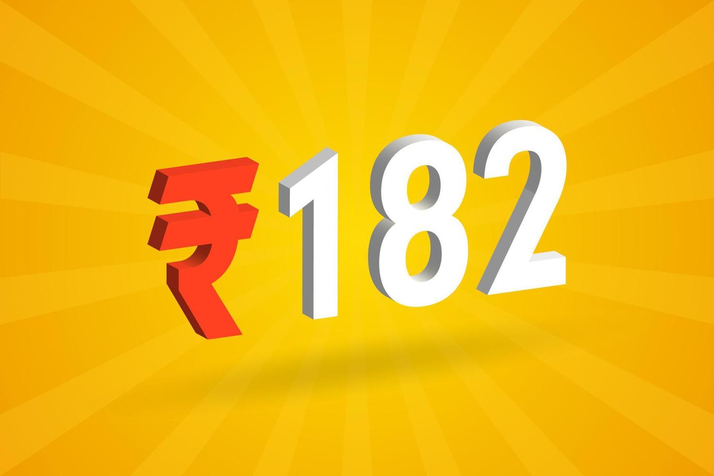 182 roupies symbole 3d image vectorielle de texte en gras. 3d illustration vectorielle de signe de monnaie roupie indienne 182 vecteur