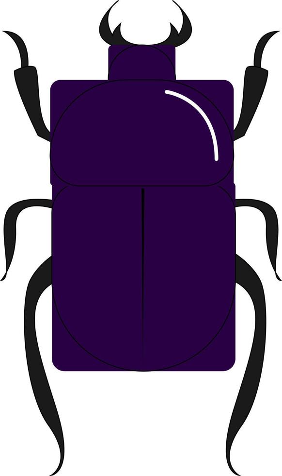 Insecte coléoptère violet, illustration, vecteur sur fond blanc.