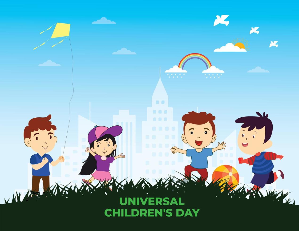 journée universelle des enfants. 20 novembre. concept de la journée des enfants heureux. modèle pour le fond, la bannière, la carte, l'affiche. illustration vectorielle. vecteur