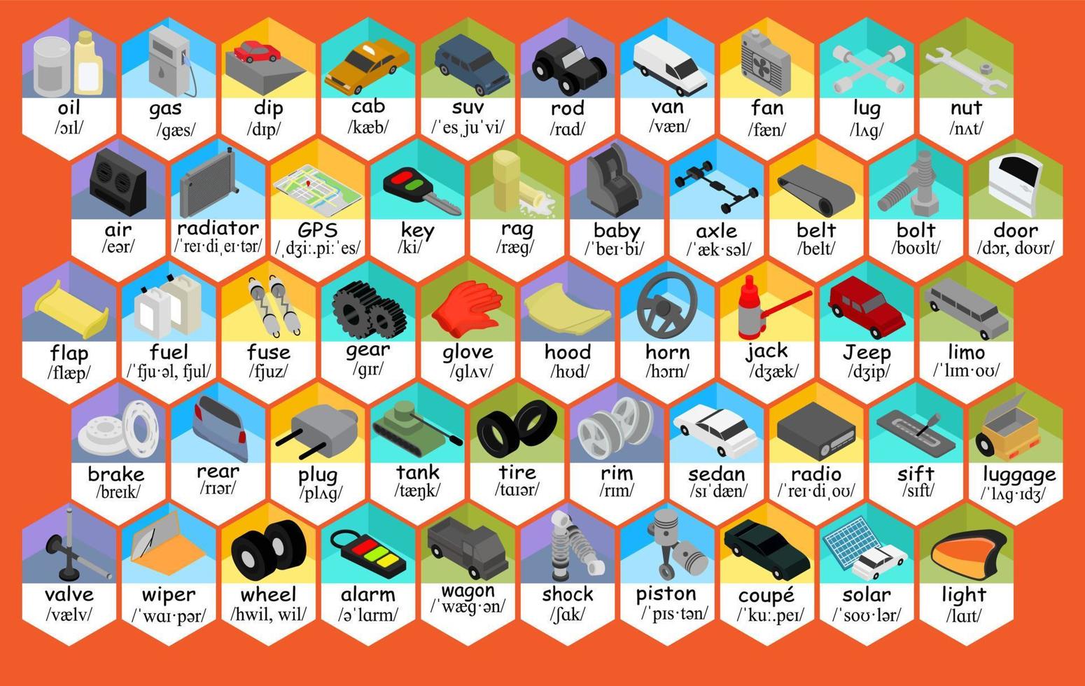 illustration de pièces de rechange de voiture et d'outils d'atelier adaptés à la page de destination, aux dépliants, aux infographies et à d'autres actifs graphiques liés au vecteur