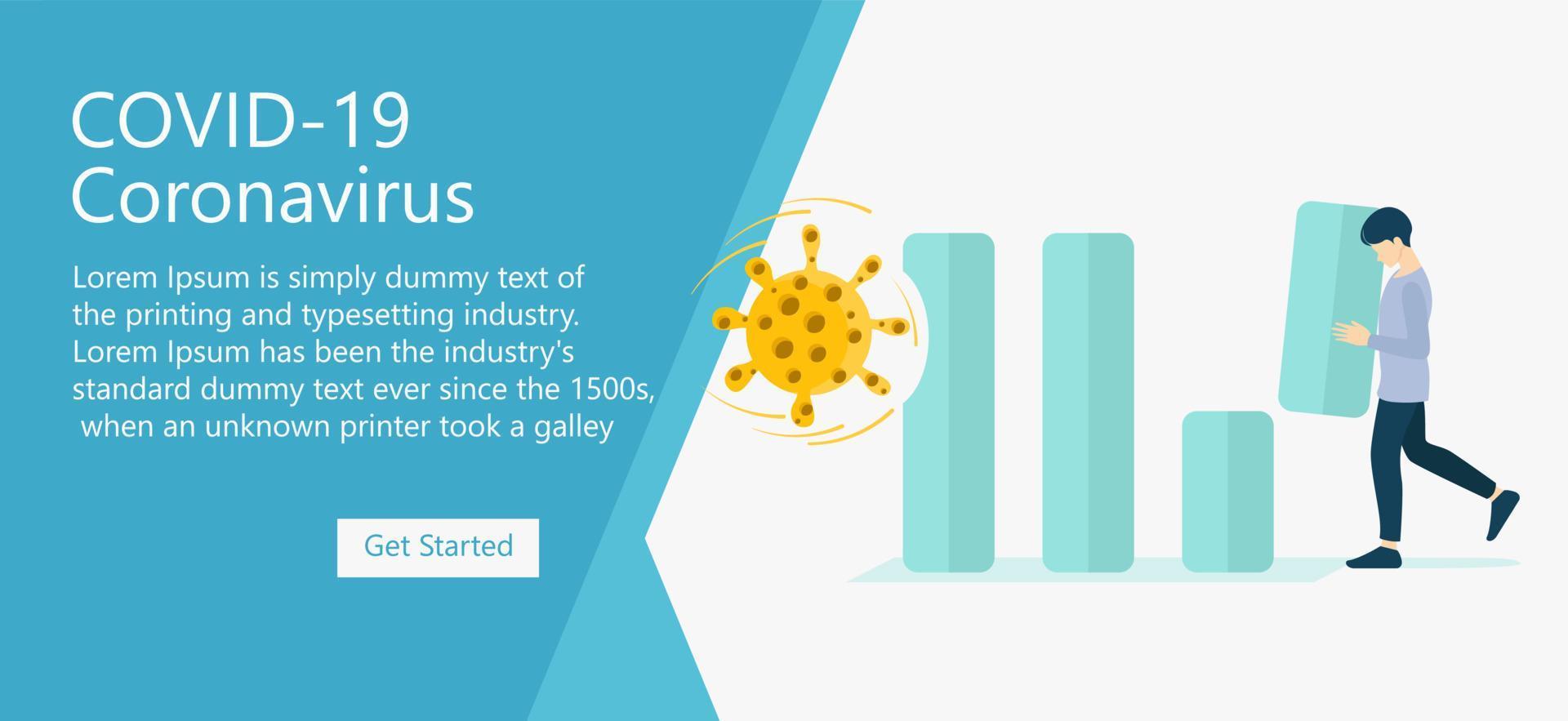 illustration d'un virus attaquant l'économie d'un homme d'affaires adapté à la page de destination, aux dépliants, aux infographies et à d'autres actifs graphiques liés au vecteur