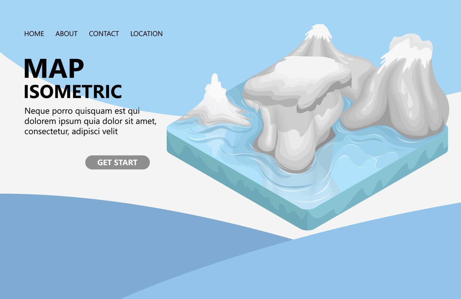 iillustration d'un iceberg au milieu de l'océan adapté à la page de destination, aux dépliants, aux infographies et à d'autres éléments graphiques liés au vecteur