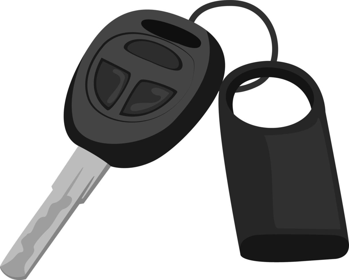 clé de voiture noire , illustration, vecteur sur fond blanc