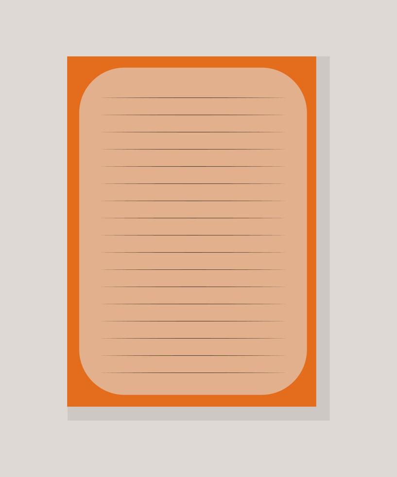 carnet de pages, carnet de croquis orange. illustration vectorielle vecteur