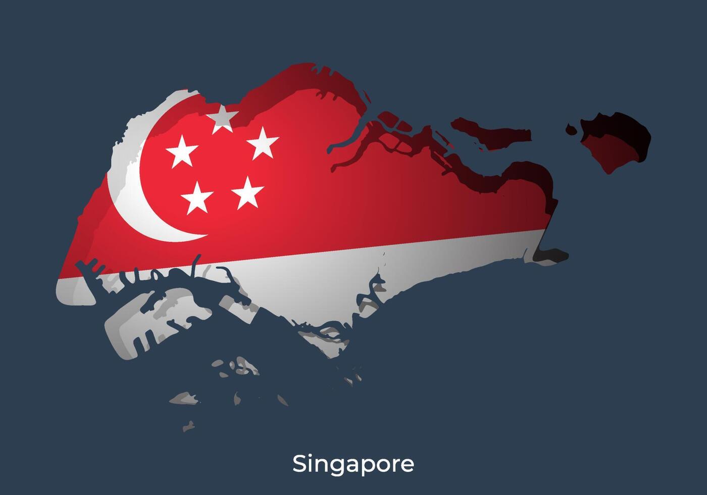 drapeau de singapour. conception de style papier découpé du drapeau officiel du monde. notion de carte. adapté à la bannière, à l'arrière-plan, à l'affiche, au modèle d'anniversaire, aux vacances du festival, à la journée indépendante. vecteur eps 10