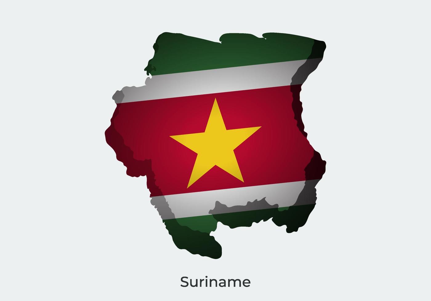 drapeau du surinam. conception de style papier découpé du drapeau officiel du monde. notion de carte. adapté à la bannière, à l'arrière-plan, à l'affiche, au modèle d'anniversaire, aux vacances du festival, à la journée indépendante. vecteur eps 10