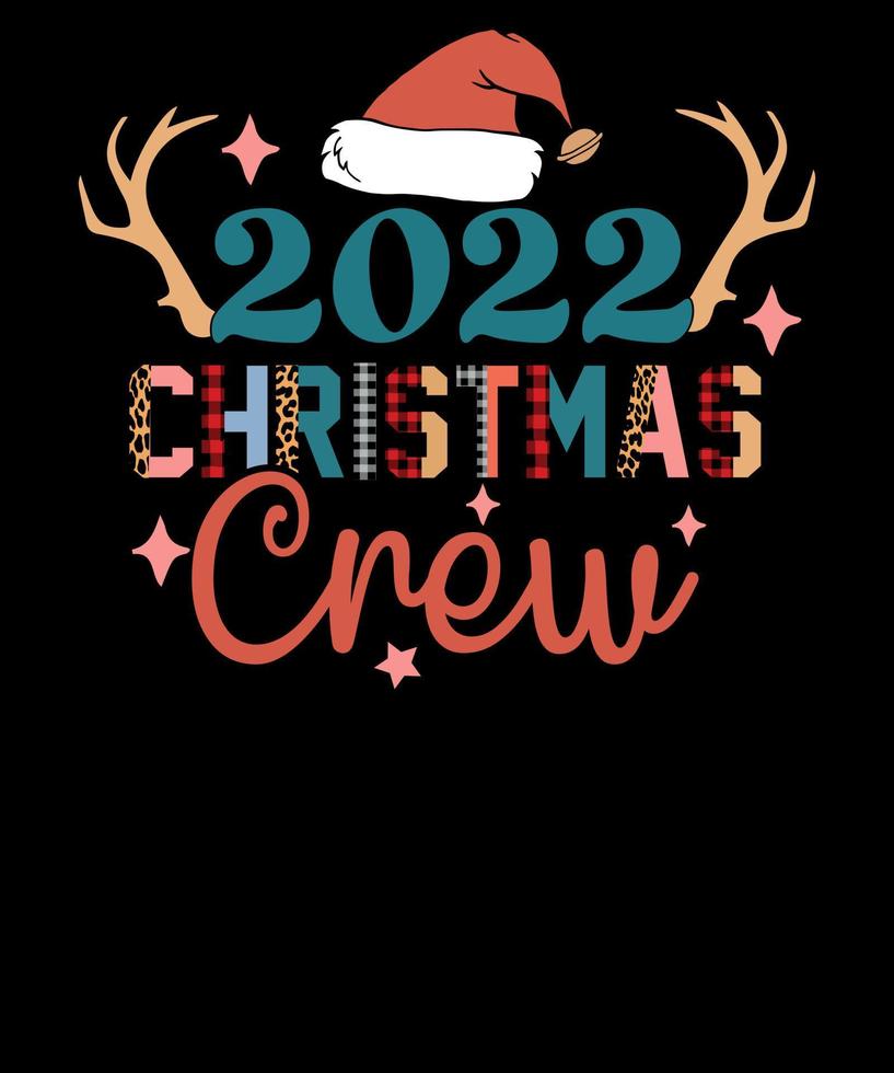 2022 chemise d'équipage de noël famille correspondant à la conception de t-shirt de noël rétro vecteur