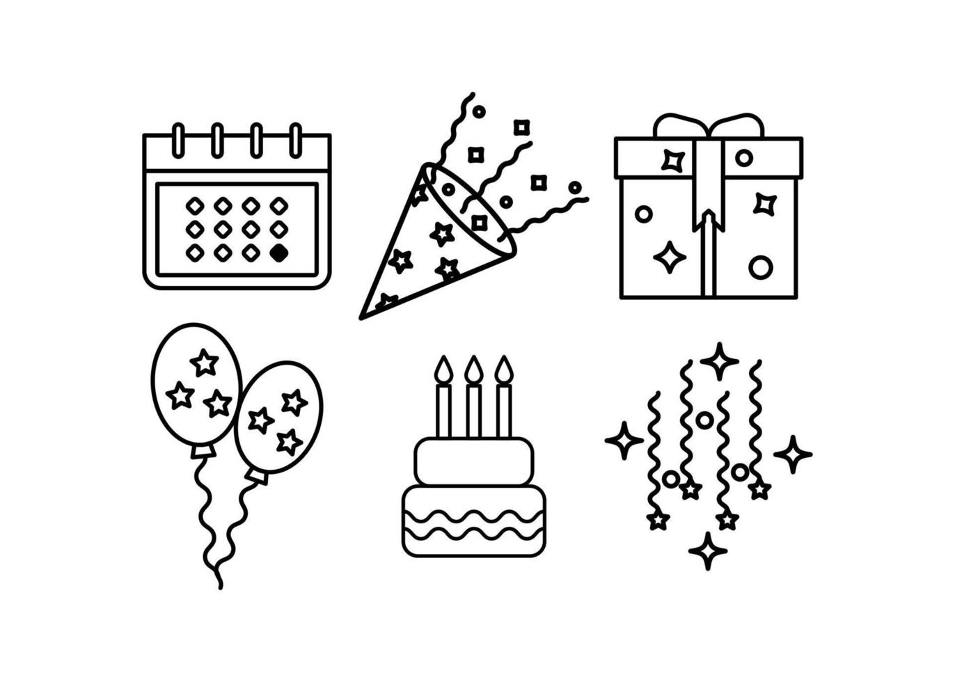 illustration de ligne d'icône d'anniversaire vecteur