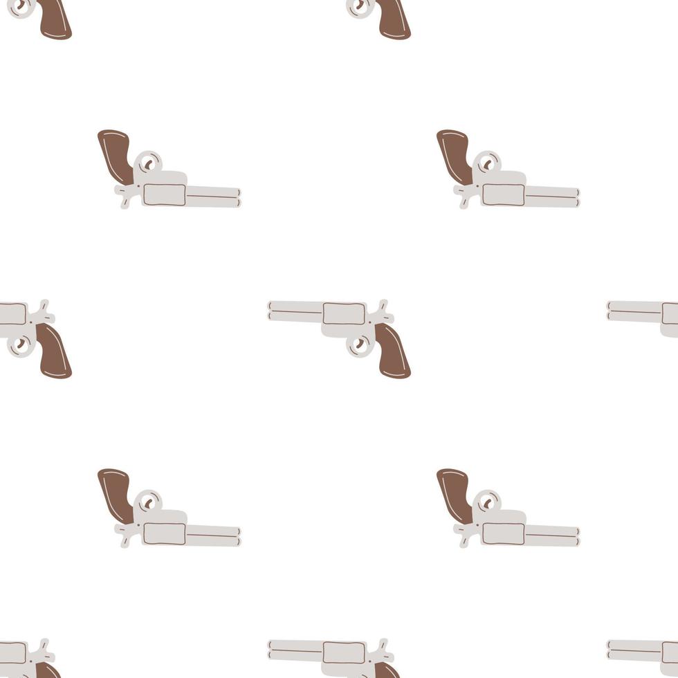 revolver de modèle sans couture de pistolet. thème de l'ouest sauvage. impression vectorielle tendance colorée dessinée à la main. image d'enfants de dessin animé. vecteur