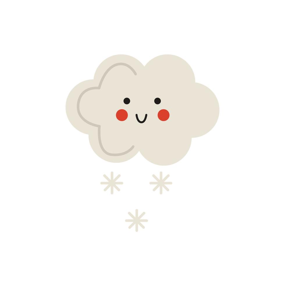 illustration vectorielle de nuage kawaii mignon isolé sur fond blanc. vecteur