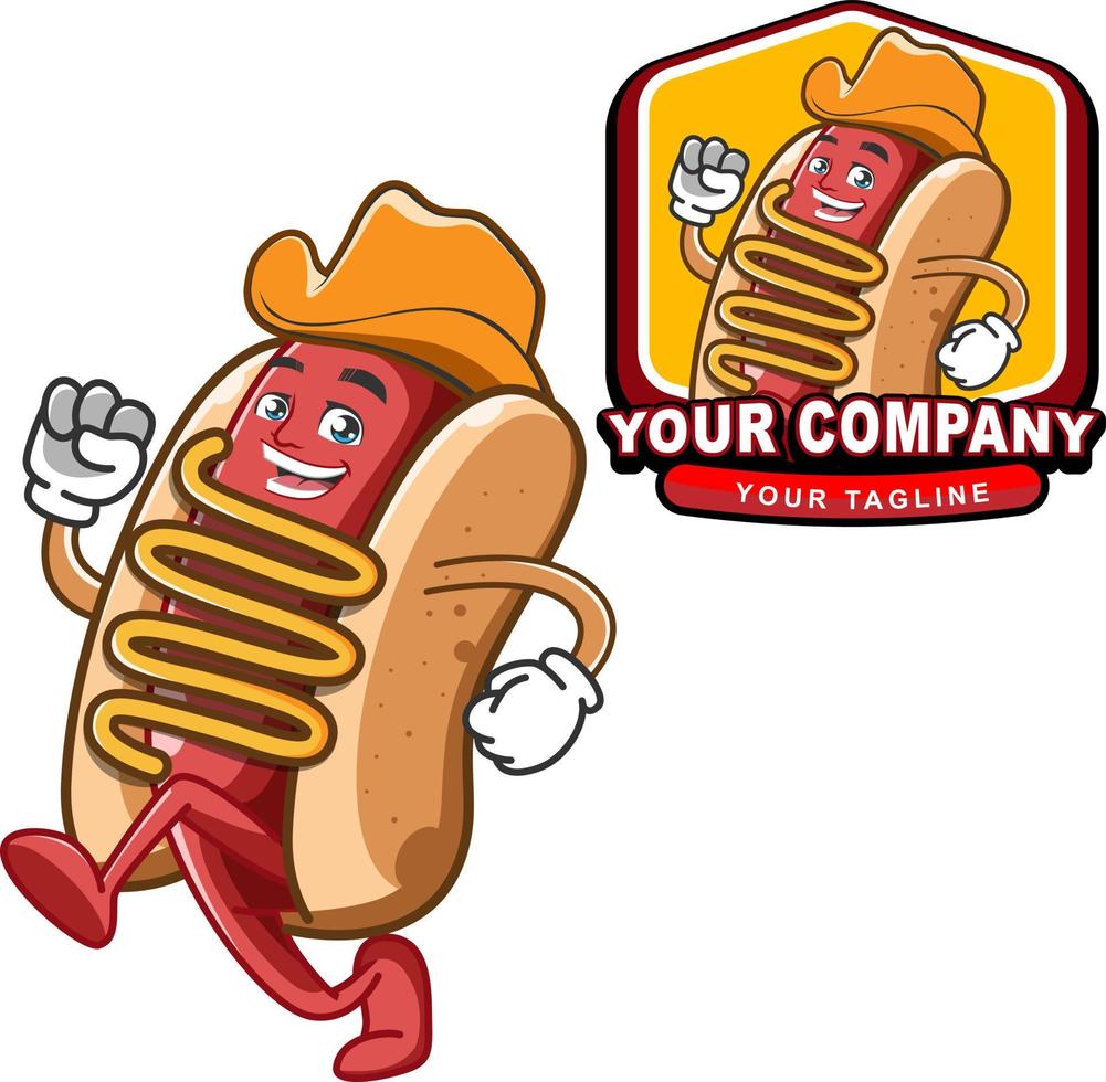 modèle de logo de mascotte de hot-dog vecteur