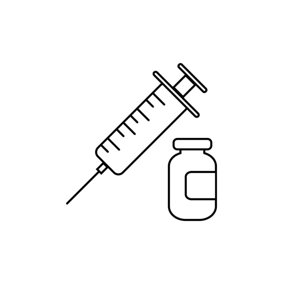 icône d'injection d'illustration blanche et noire et médecine. art plat. simple vecteur