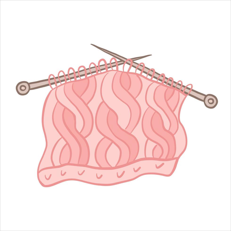 illustration vectorielle en couleur d'un échantillon d'un motif tricoté sur des aiguilles à tricoter. tricot passe-temps fait à la main vecteur