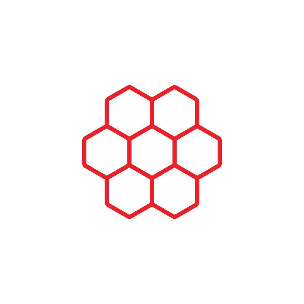 eps10 nids d'abeilles vecteur rouge ou icône de ligne de cellules isolées sur fond blanc. symbole de contour de modèle de cellules d'abeilles dans un style moderne simple et plat pour la conception de votre site Web, votre logo et votre application mobile