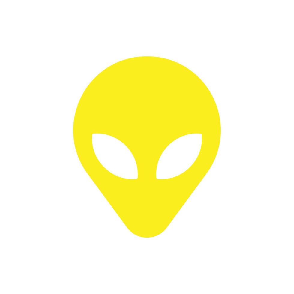 eps10 vecteur jaune extraterrestre extraterrestre face ou tête icône d'art solide isolé sur fond blanc. symbole extraterrestre dans un style moderne et plat simple pour la conception de votre site Web, votre logo et votre application mobile