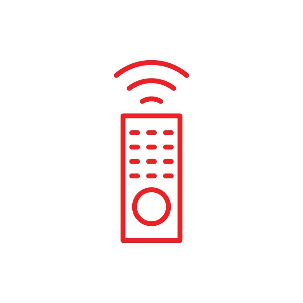 eps10 vecteur rouge télécommande tv ligne art icône isolé sur fond blanc. symbole de contour de télécommande de télévision dans un style moderne simple et plat pour la conception de votre site Web, votre logo et votre application mobile