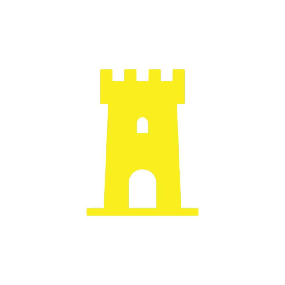 eps10 vecteur jaune château tour abstraite solide art icône isolé sur fond blanc. symbole de construction de château dans un style moderne et plat simple pour la conception, le logo et l'application mobile de votre site Web