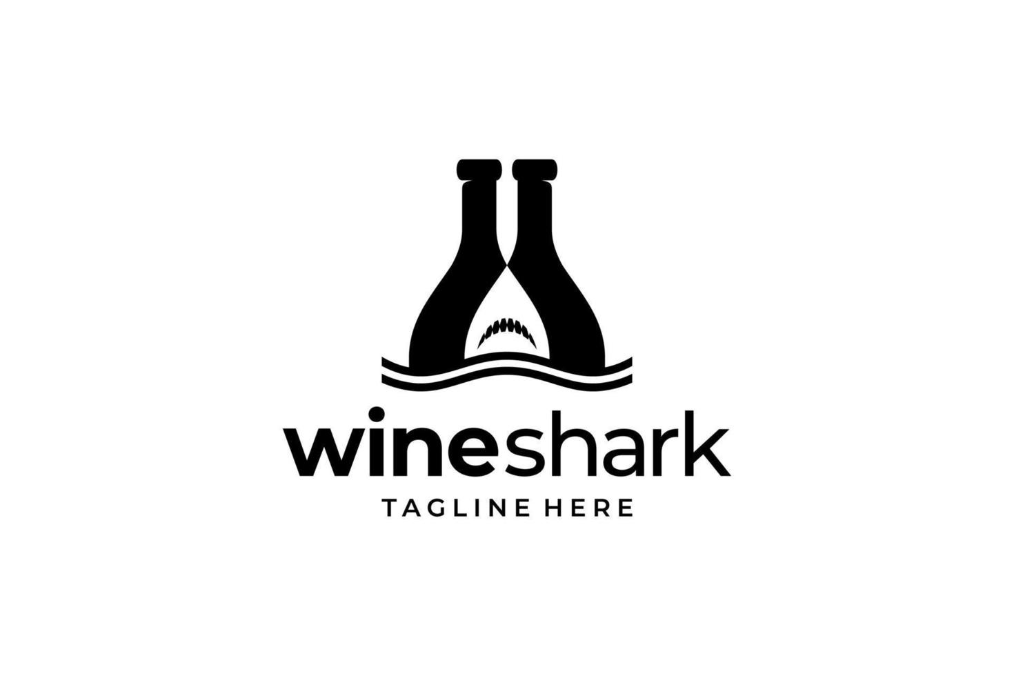 logo élégant requin vin noir vecteur