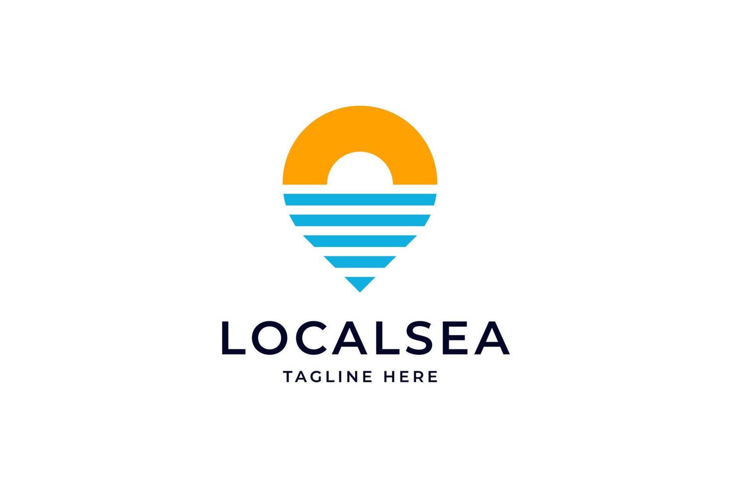 logo de la mer locale bleu orange vecteur